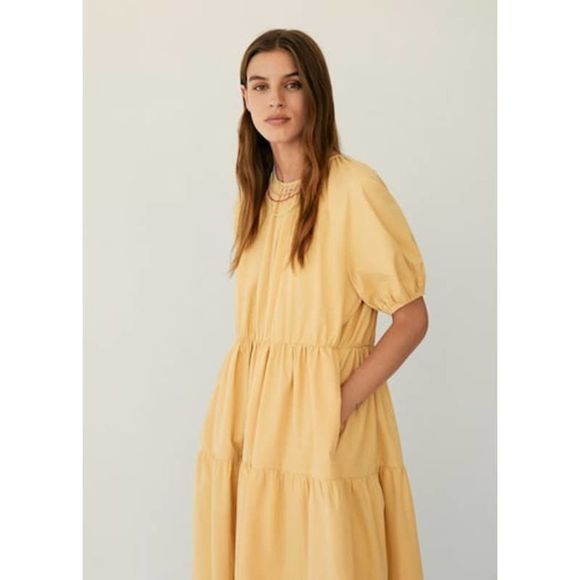 Mango Poplin Voluminous Dress Pockets New - Picture 7 of 9